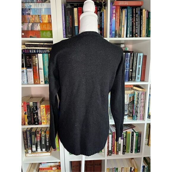 Segue Black Pink Pullover Knitted Mixed Print Lambswool Sweater Size Large - Picture 3 of 5